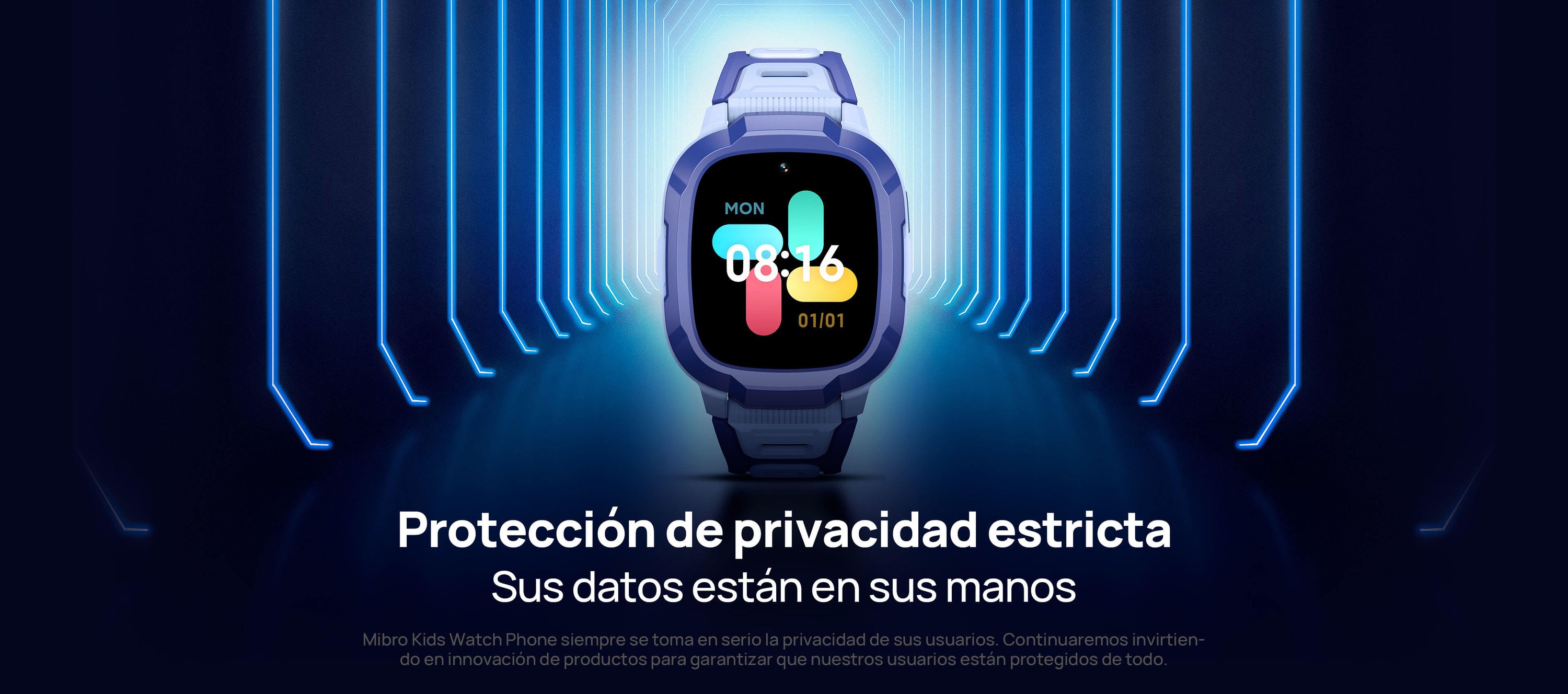 Protección de privacidad estricta. Sus datos están en sus manos
Mibro Kids Watch Phone siempre se toma en serio la privacidad de sus usuarios. Continuaremos invirtiendo en innovación de productos para garantizar que nuestros usuarios están protegidos de todo.